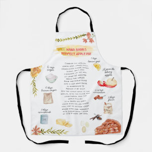 Tablier Pomme Pie Aquarelle Recette Heirloom Apron