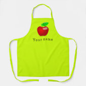 Tablier Pomme rouge en jaune néon - ajouter un nom (Recto)