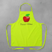 Tablier Pomme rouge en jaune néon - ajouter un nom