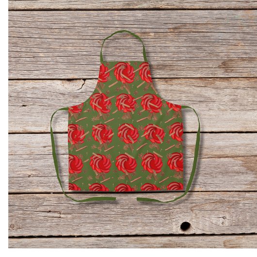 Tablier Pommes et épices d'inspiration rose vert