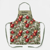 Tablier Pommes rouges juteuses de fruits Nom personnalisé (Recto)
