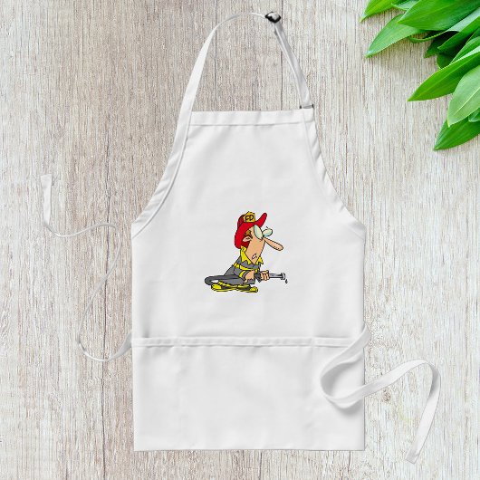 Tablier Pompier drôle avec réponse d'urgence à tuyau