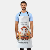 Tablier Pompier joyeux au milieu des flammes vives (Porté)