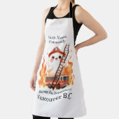 Tablier Pompier joyeux au milieu des flammes vives (Insitu)