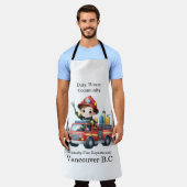 Tablier Pompier joyeux conduisant un camion de pompiers co (Porté)