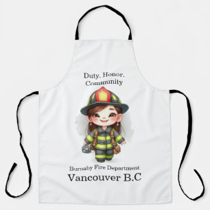 Tablier Pompier joyeux en tenue brillante avec caméra