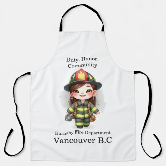 Tablier Pompier joyeux en tenue brillante avec caméra (Recto)