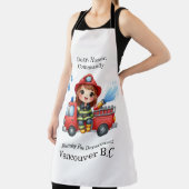 Tablier Pompier vaporisant joyeusement de l'eau (Insitu)