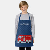 Tablier Pompiers Navy Blue Polka Dot Enfants personnalisés (Porté)