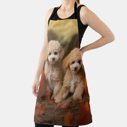 Tablier Poodle Chiot Automne Citrouille délice (Insitu)