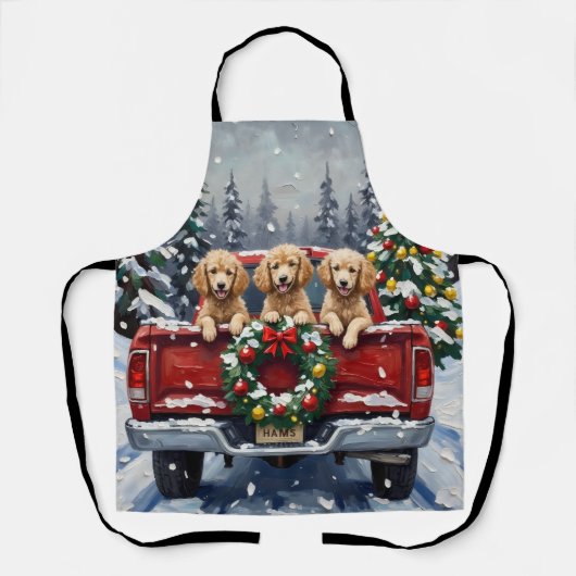 Tablier Poodle Christmas Red Truck Holiday (Recto)