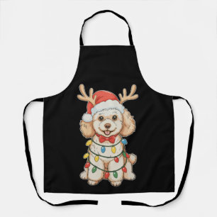 Tablier Poodle de Noël Renne Chien Chapeau de Père Noël Lu