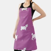 Tablier Poodle violet : Motif rétro monochrome (Insitu)