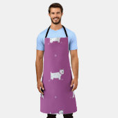 Tablier Poodle violet : Motif rétro monochrome (Porté)