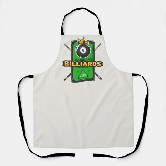 Tablier Pool Hall personnalisé NOM 8 Ball Crown Billiards (Recto)