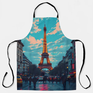 Tablier Pop Art Paris - Vibrant Retro Cityscape