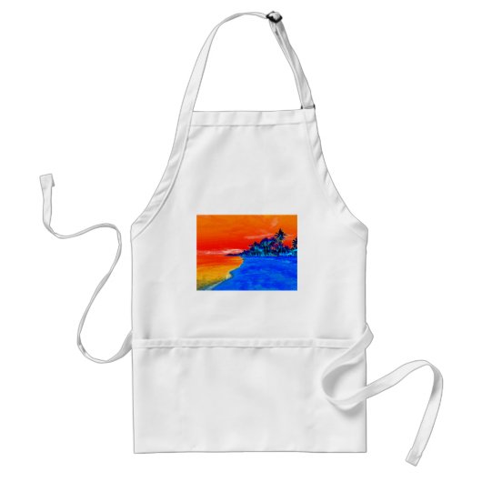 Tablier Pop Art Plage Exotique Palmiers (Devant)