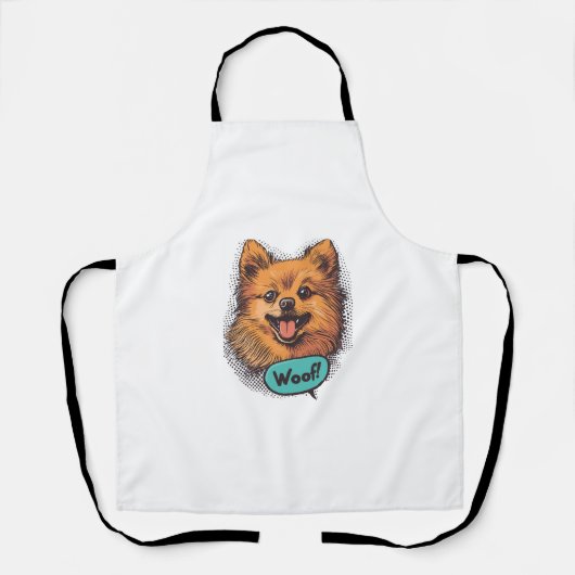 Tablier Pop Art Pomeranian - Retro Comic Chien (Recto)