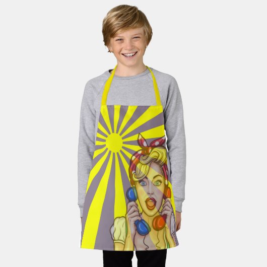 Tablier Pop Art Sun Ray Purple & Jaune Femmes (Porté)