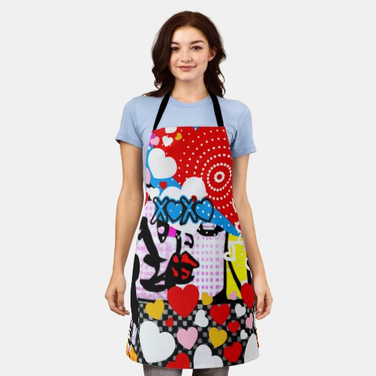 Tablier Pop Art Valentine (Porté)