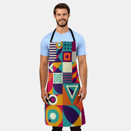 Tablier Pop formes géométriques abstraites, motif transpar (Porté)