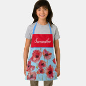 Tablier Poppies de pavot Aquarelle rouge Enfants Filles Fl (Insitu)