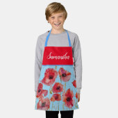 Tablier Poppies de pavot Aquarelle rouge Enfants Filles Fl (Porté)