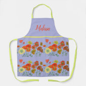 Tablier Poppies de pavot Aquarelle rouge Lilac Apron flora (Recto)
