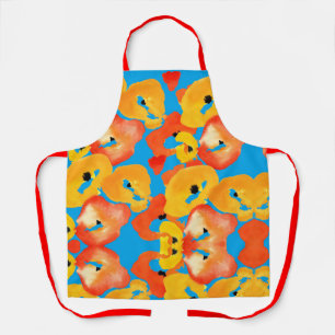 Tablier Poppies grande fleur art rouge orange