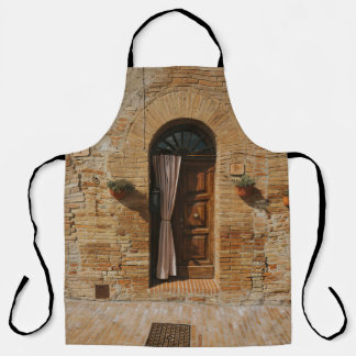 Tablier PORTE Brown EN BOIS SUR MUR BROWN EN BRIQUE