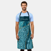 Tablier Porte d'agate bleu Turquoise personnalisé (Porté)