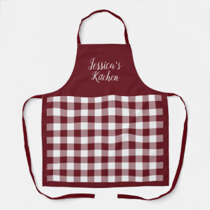 Tablier Porte-En vichy rouge personnalisé