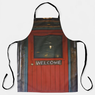 TABLIER PORTE FERMÉE EN BOIS ROUGE