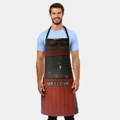 TABLIER PORTE FERMÉE EN BOIS ROUGE (Porté)