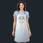 Tablier Porte-mère personnalisée à fleurs bleues rousses<br><div class="desc">Aquarelle botanique fleurie et verdure dans le jaune doux,  bleu poussiéreux et gris,  élégant et romantique,  grand espace de cuisine personnalisé pour les cadeaux d'hôtesses et les cadeaux de femme de chambre etc.</div>