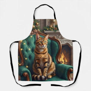 Tablier Portrait d'art élégant de chat abyssin pour les fê