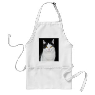 Tablier Portrait de chat noir et blanc