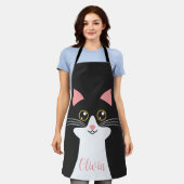 Tablier Portrait de chat noir mignon du milieu du siècle (Porté)