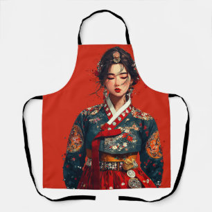 Tablier Portrait de femme coréenne moderne en Hanbok