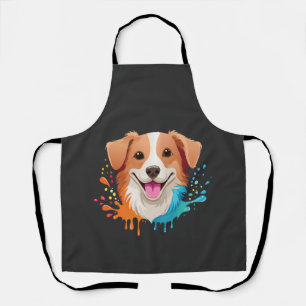 Tablier Portrait d'un chien mignon avec des couleurs fluid