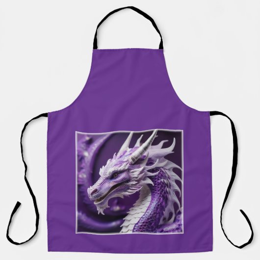 Tablier Portrait Fantastique D'un Dragon Violet Et Blanc (Recto)