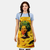 Tablier Portrait féminin africain avec coucher de soleil (Porté)