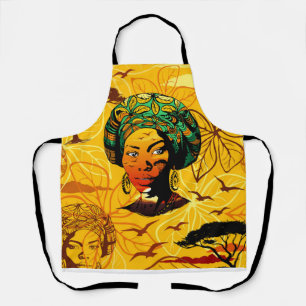 Tablier Portrait féminin africain avec coucher de soleil