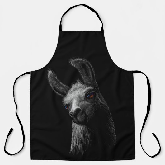 Tablier Portrait Head Cute Llama avec un Arrière - plan no (Recto)