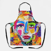 Tablier Portrait Pop Art Coloré Abstrait (Recto)