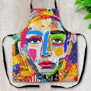 Tablier Portrait Pop Art Coloré Abstrait