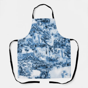 Tablier Portugais bleu tuiles romantique scène motif