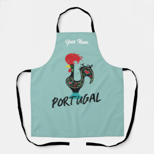 Tablier Portugal Barcelos coq symbole, sauge bleu