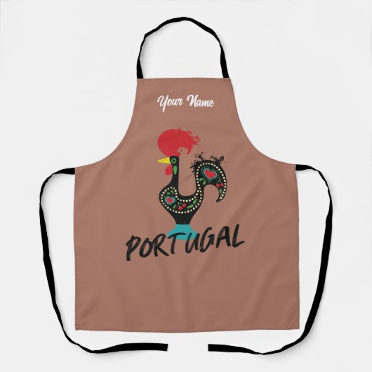 Tablier Portugal Barcelos coq symbole, terracota Apron (Recto)