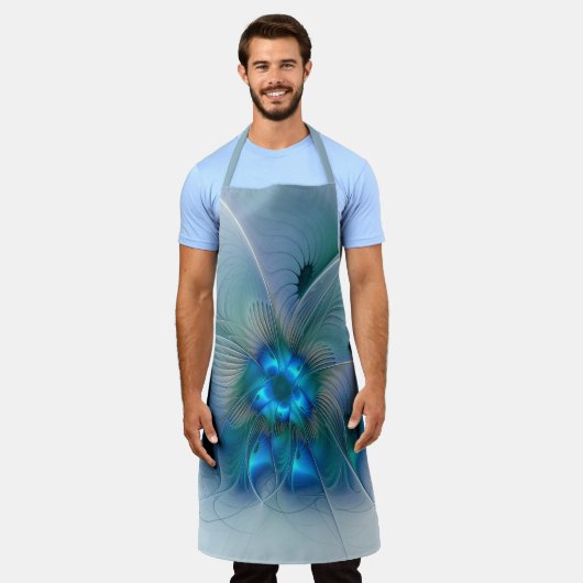 Tablier Position, Abstrait bleu turquoise fractal (Porté)